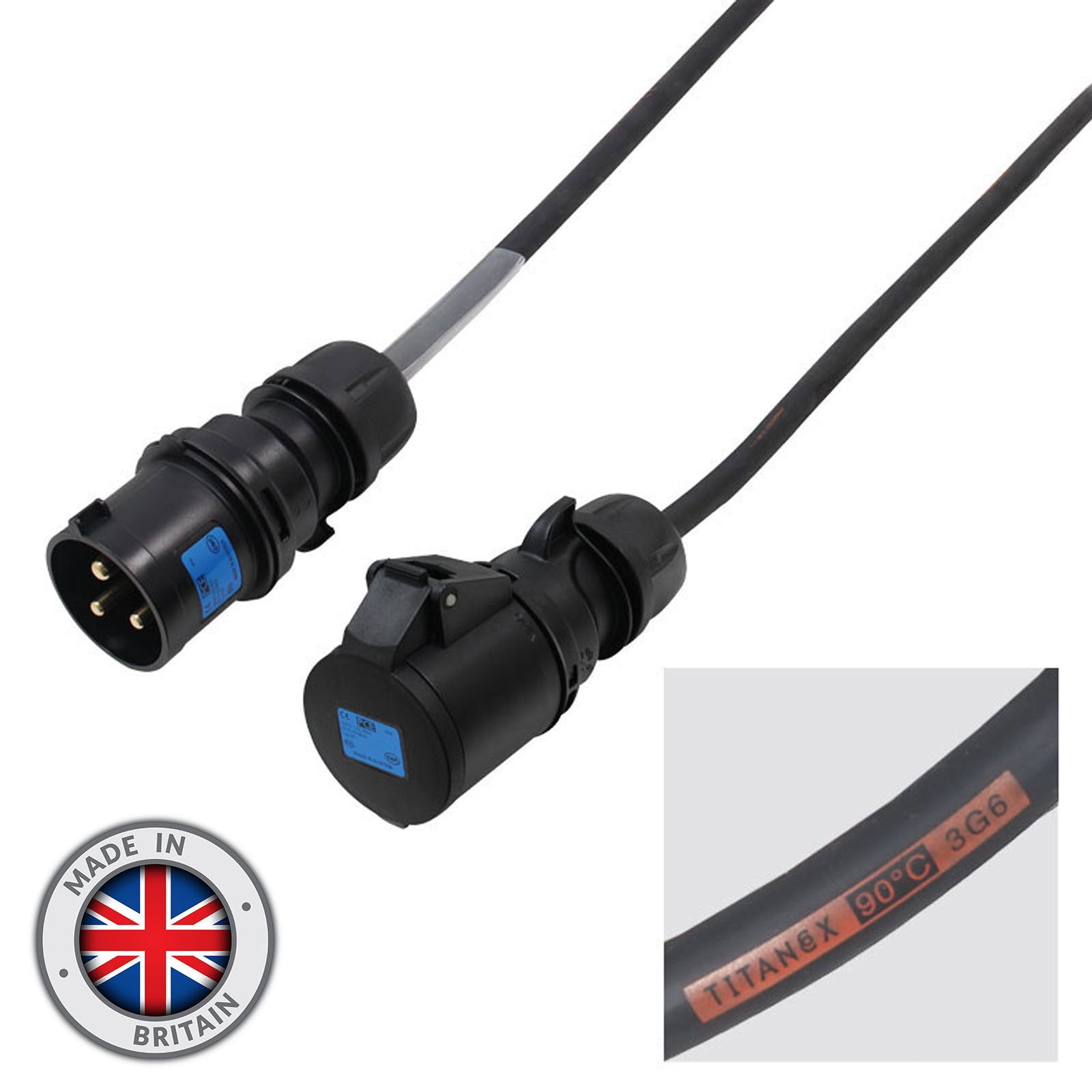 Elumen8 20m 32A Male - 32A Female 1PH 6mm 3C Cable - Alternate View 1