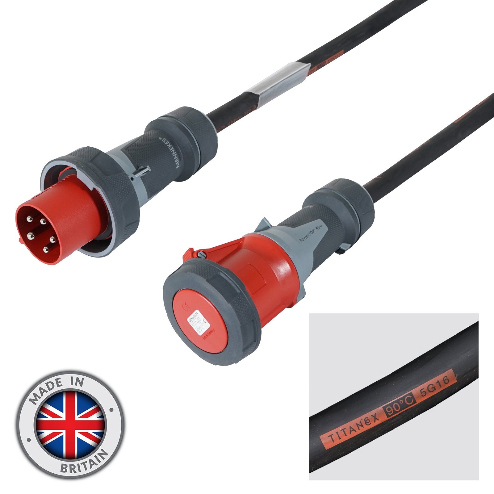 Elumen8 10m 63A Male - 63A Female 3PH 16mm 5C Cable Mennekes - Alternate View 1