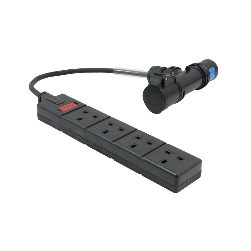 Elumen8 0.35m 16A T-Connect to 4 Way 13A Socket Cable - Back Panel and Connections