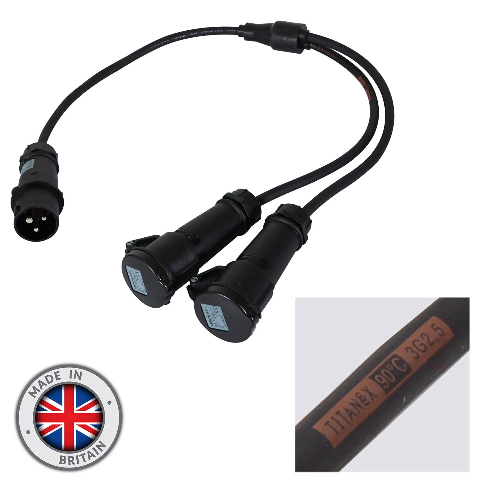 Elumen8 Moulded Y Split - 2.5mm 16A Mennekes Connectors - Main View