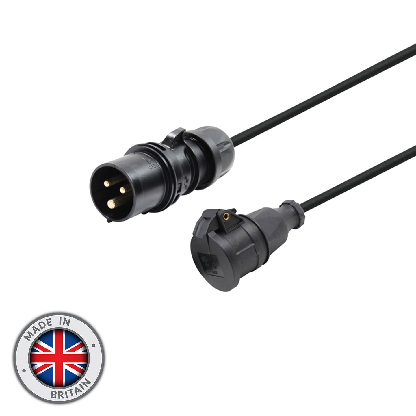 Elumen8 1m PCE 16A Black Plug to Schuko Socket Cable - Main View