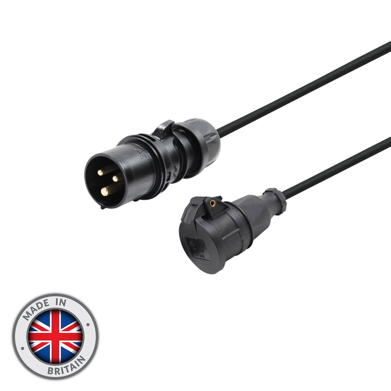 Elumen8 1m PCE 16A Black Plug to Schuko Socket Cable - Main View