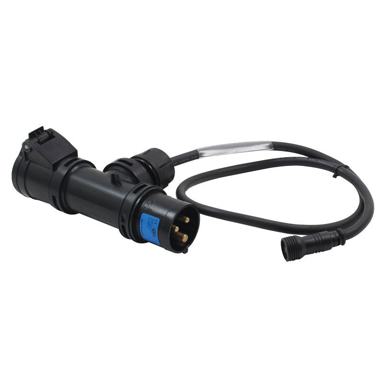 Elumen8 0.75m PCE 16A Black T-Connect to LEDJ Hydralock IP Socket Cable - Main View