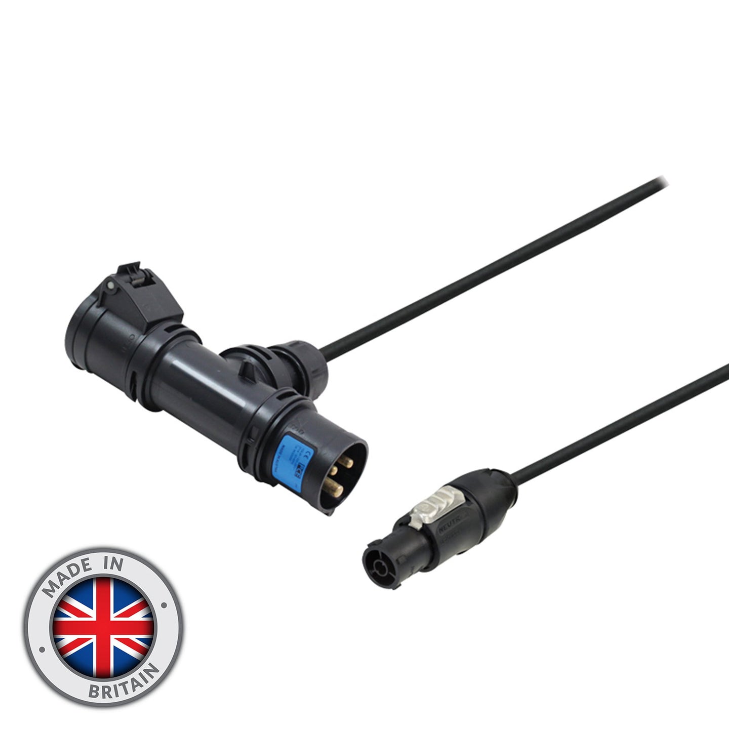 Elumen8 2m PCE 16A Black T-Connect to powerCON TRUE1 TOP Cable - Main View