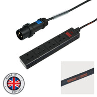 Elumen8 0.35m Mennekes Black 16A Plug to 4 Gang 13A Socket Cable - Main View