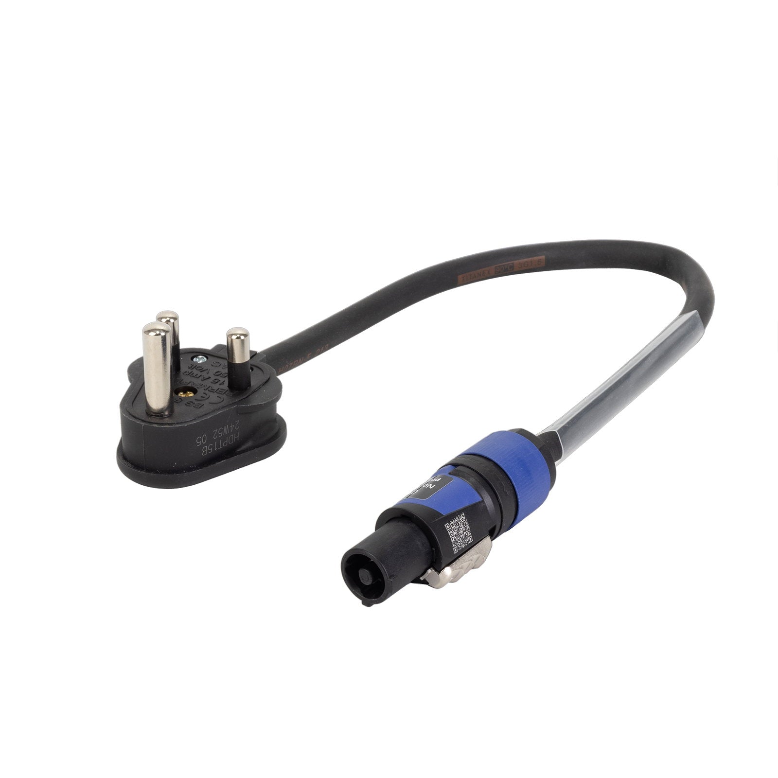 Elumen8 0.35m 1.5mm 15A Male – powerCON Adaptor Cable - Main View