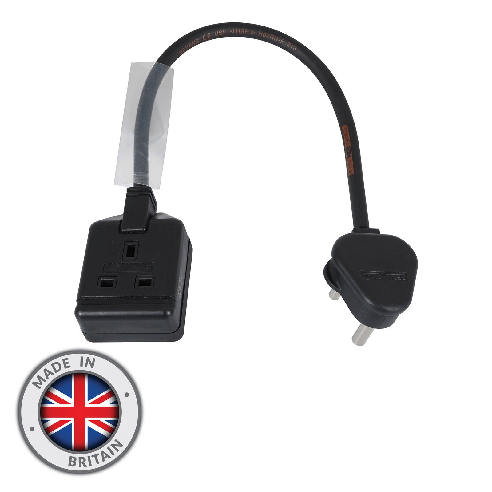 Elumen8 0.35m 1.5mm 15A Male – 13A Female Adaptor Cable - Main View