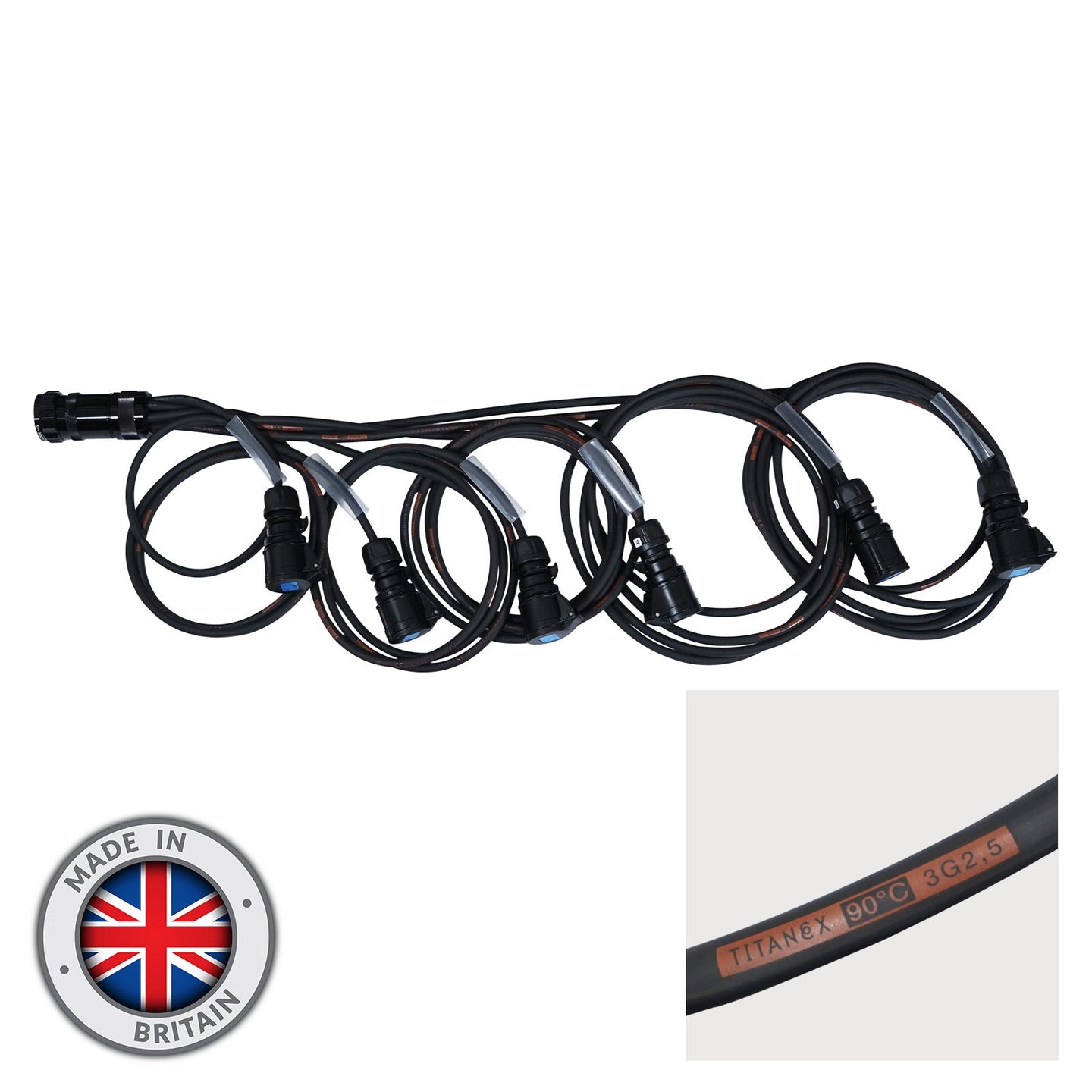 Elumen8 Socapex 19-Pin Male - 16A Female 2.5mm Staggered Fan-Out Cable - Main View