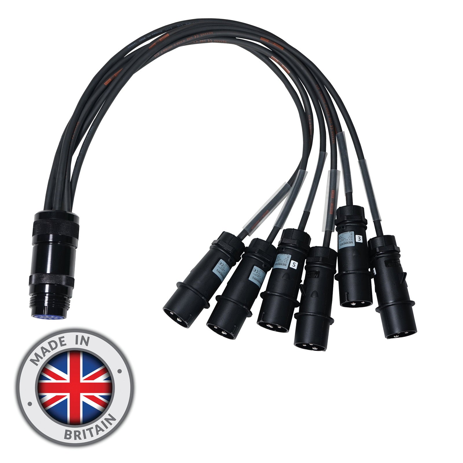 Elumen8 16A Mennekes Male - Socapex 19-Pin Female 1.5mm Fan-In Cable - Main View
