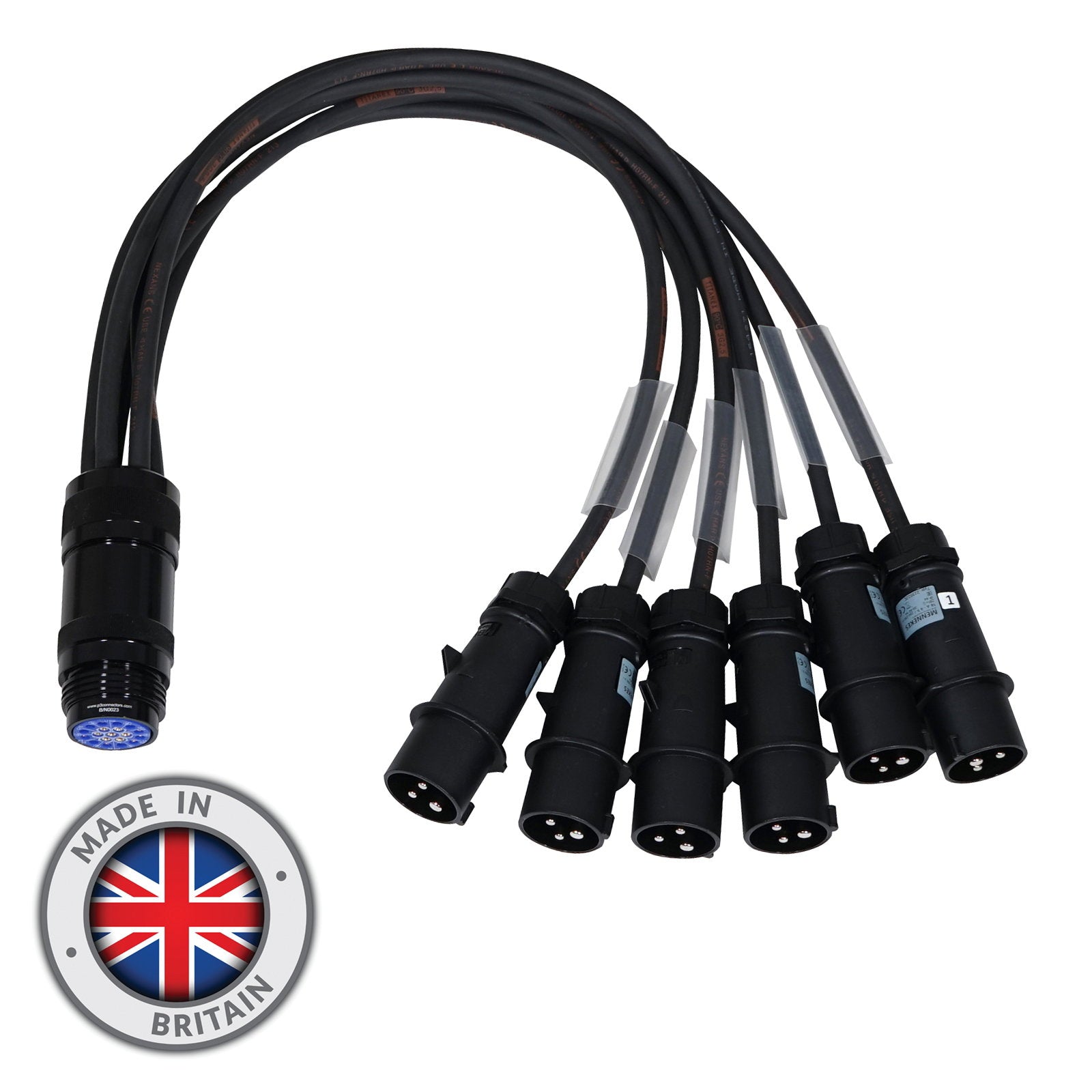Elumen8 16A Mennekes Male - Socapex 19-Pin Female 2.5mm Fan-In Cable - Alternate View 1