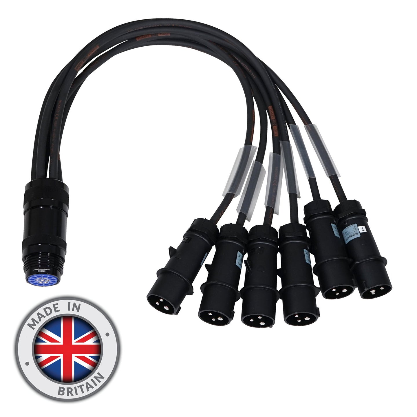 Elumen8 16A Mennekes Male - Socapex 19-Pin Female 2.5mm Fan-In Cable - Alternate View 1