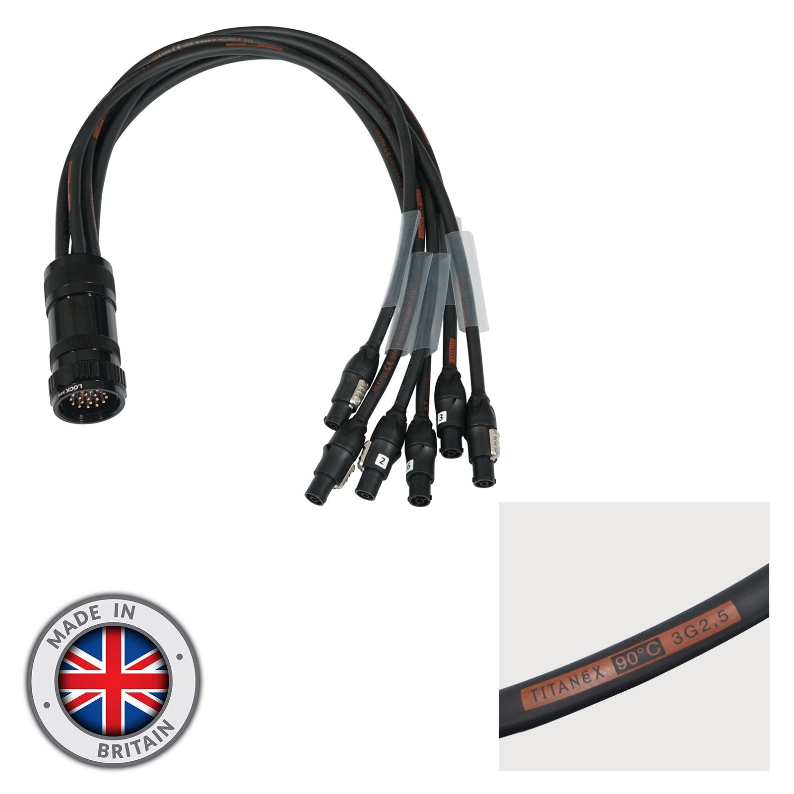 Elumen8 Socapex 19-Pin Male – powerCON TRUE1 2.5mm Fan-Out Cable - Main View