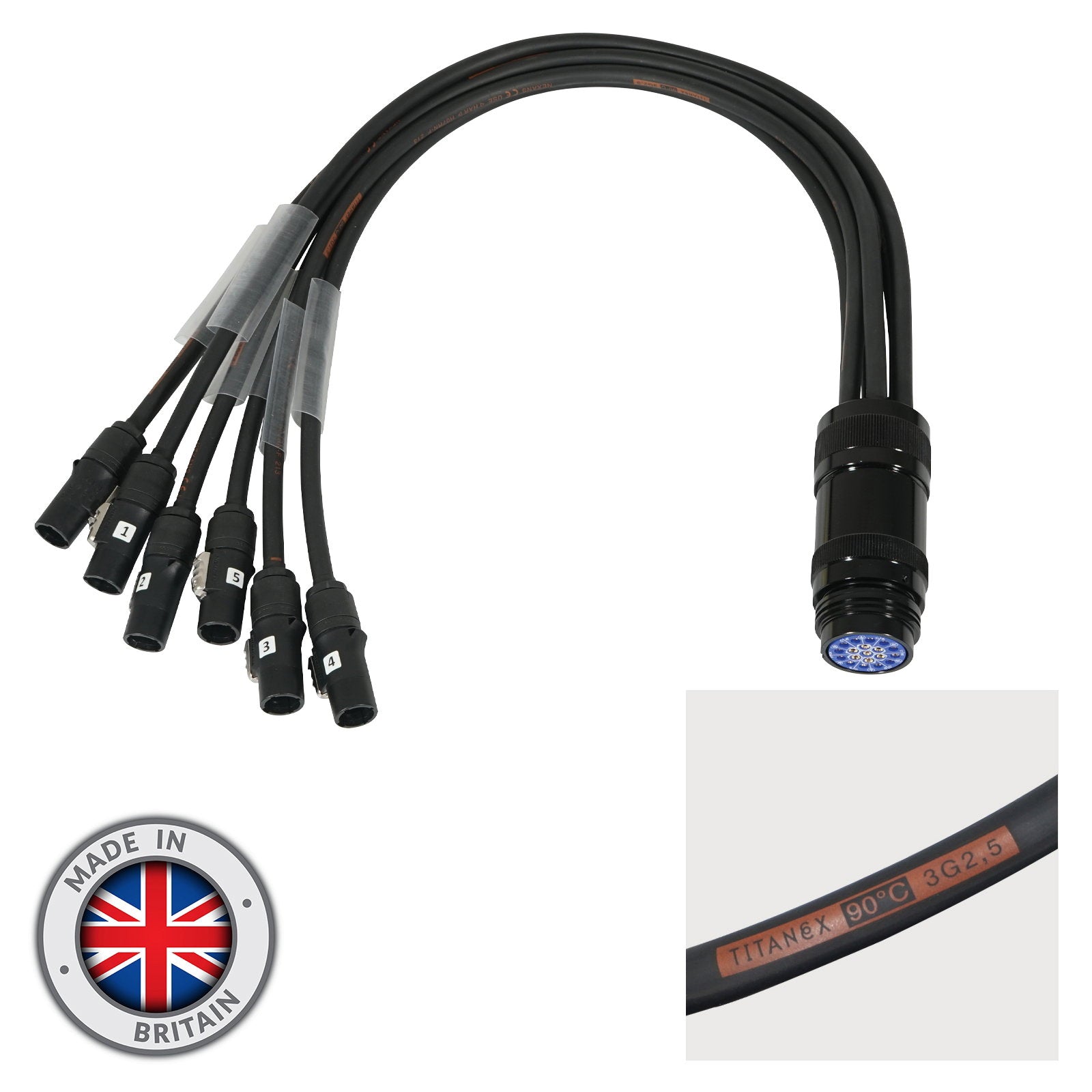 Elumen8 powerCON TRUE1 – Socapex 19-Pin Female 2.5mm Fan-In Cable - Main View