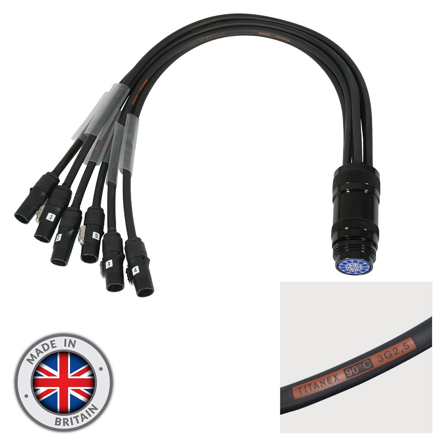 Elumen8 powerCON TRUE1 – Socapex 19-Pin Female 2.5mm Fan-In Cable - Main View