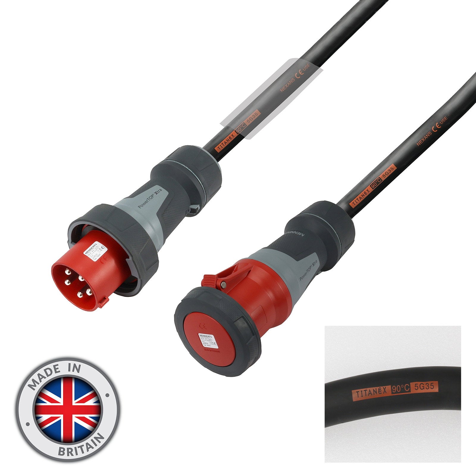 Elumen8 25m 125A Male - 125A Female 3PH 35mm 5C Cable Mennekes - Alternate View 3
