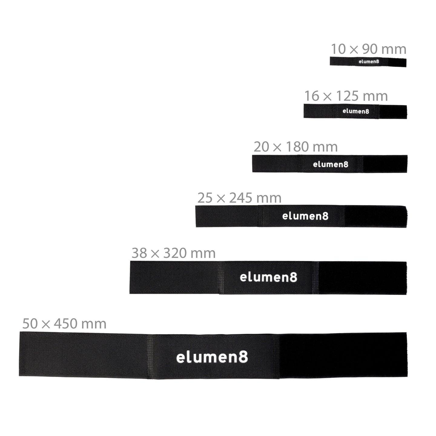 Elumen8 Hook and Loop Cable Strap 10x90mm Elumen8 Pack of 10 - Alternate View 1