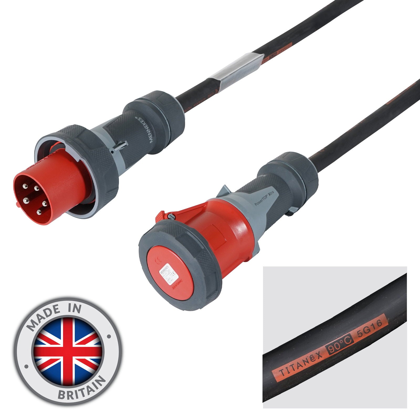 Elumen8 40m 63A Male - 63A Female 3PH 16mm 5C Cable Mennekes - Alternate View 1