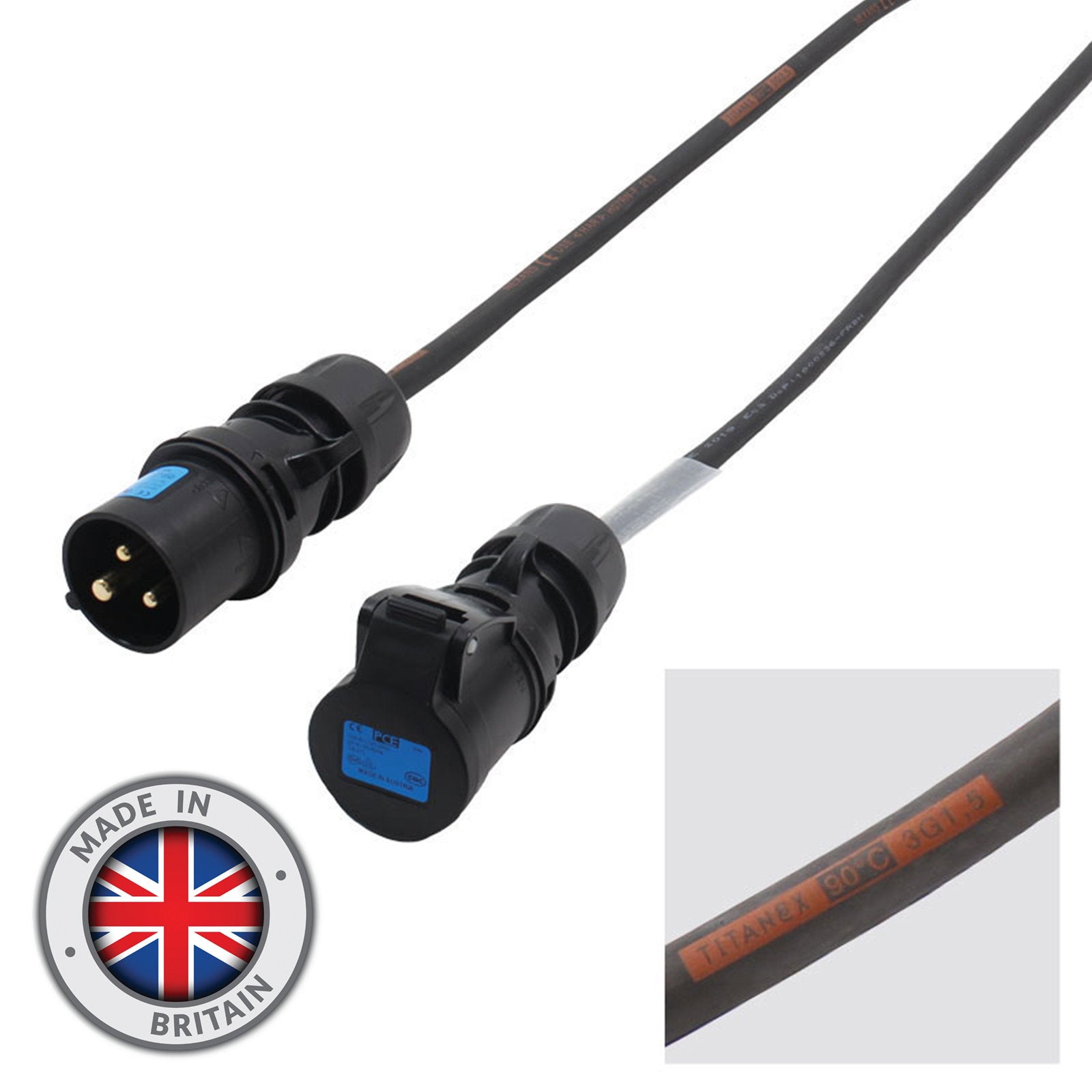 Elumen8 2m 1.5mm 16A Male – 16A Female Cable PCE Midnight - Alternate View 1