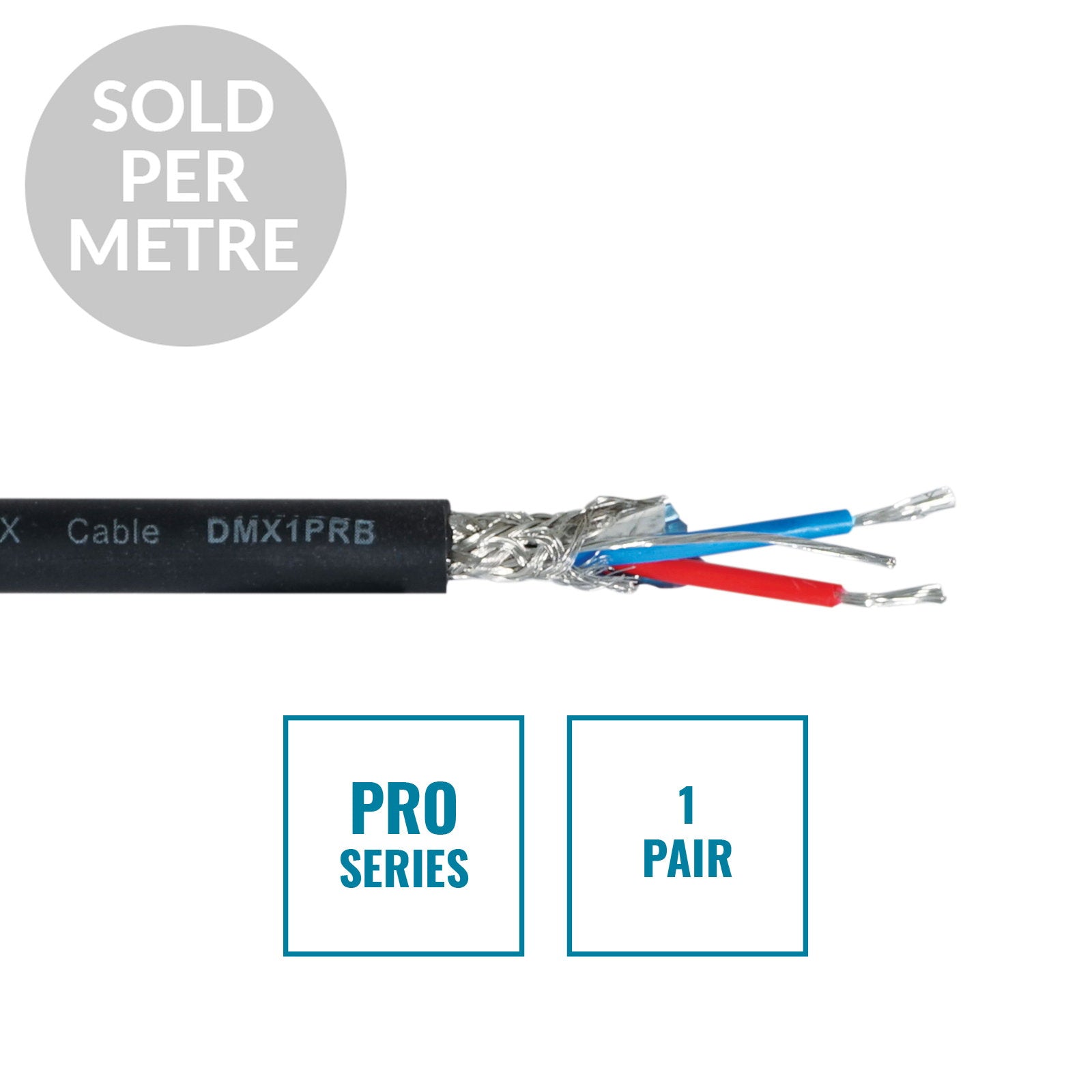 Elumen8 PRO Screened 1 Pair DMX Cable DMX1PRB Cut Length Black - Main View