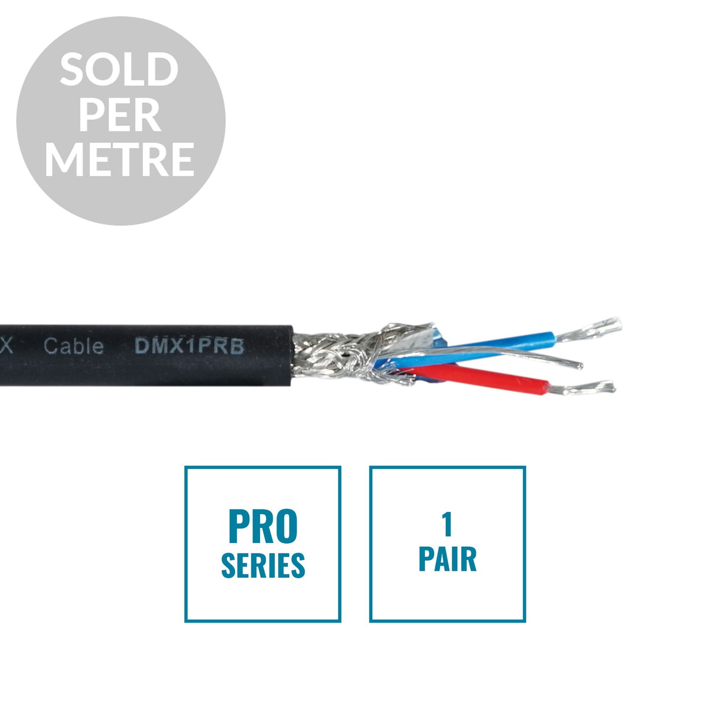 Elumen8 PRO Screened 1 Pair DMX Cable DMX1PRB Cut Length Black - Main View