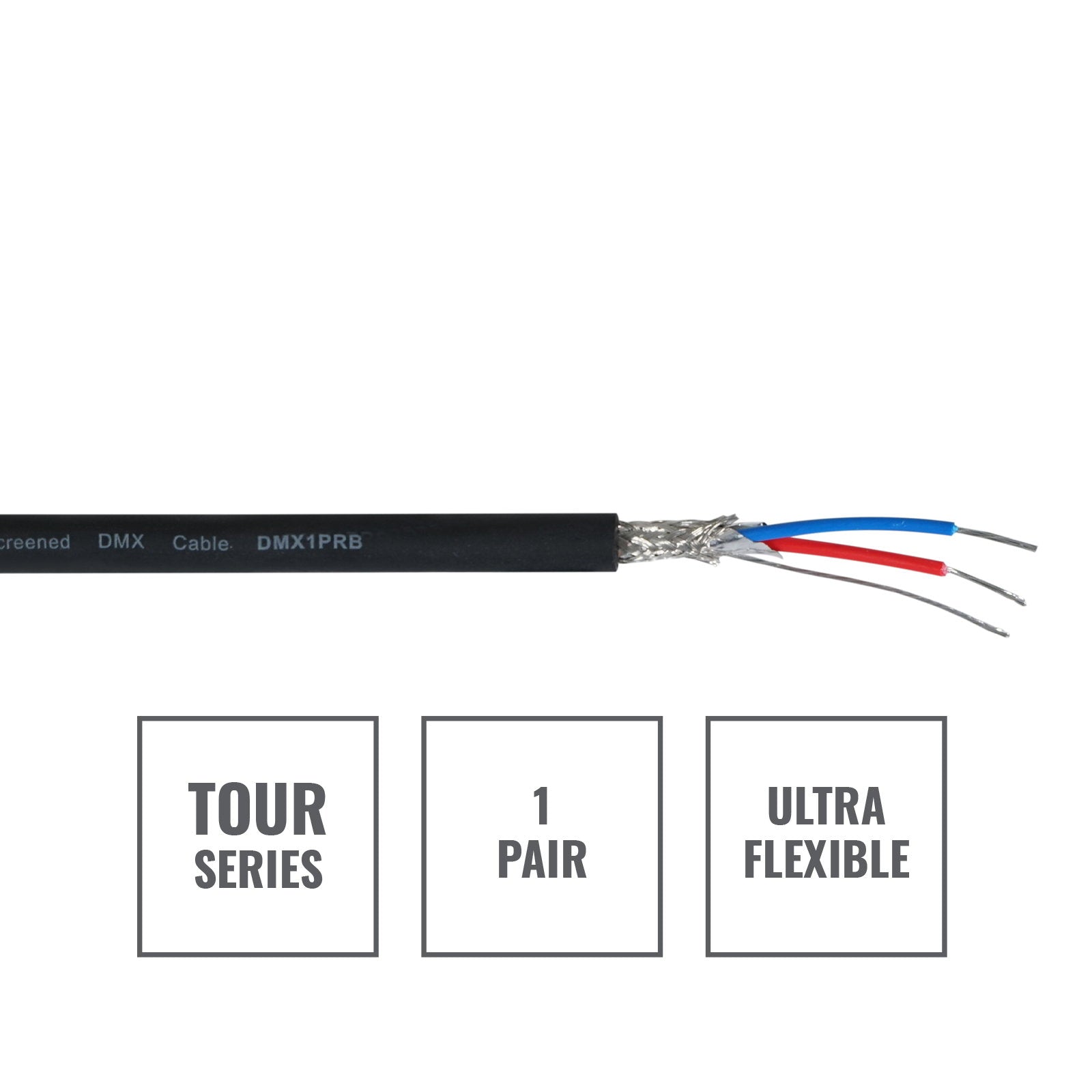 Elumen8 TOUR Screened 1 Pair DMX Cable DMX1PRB 100m Drum Black - Main View