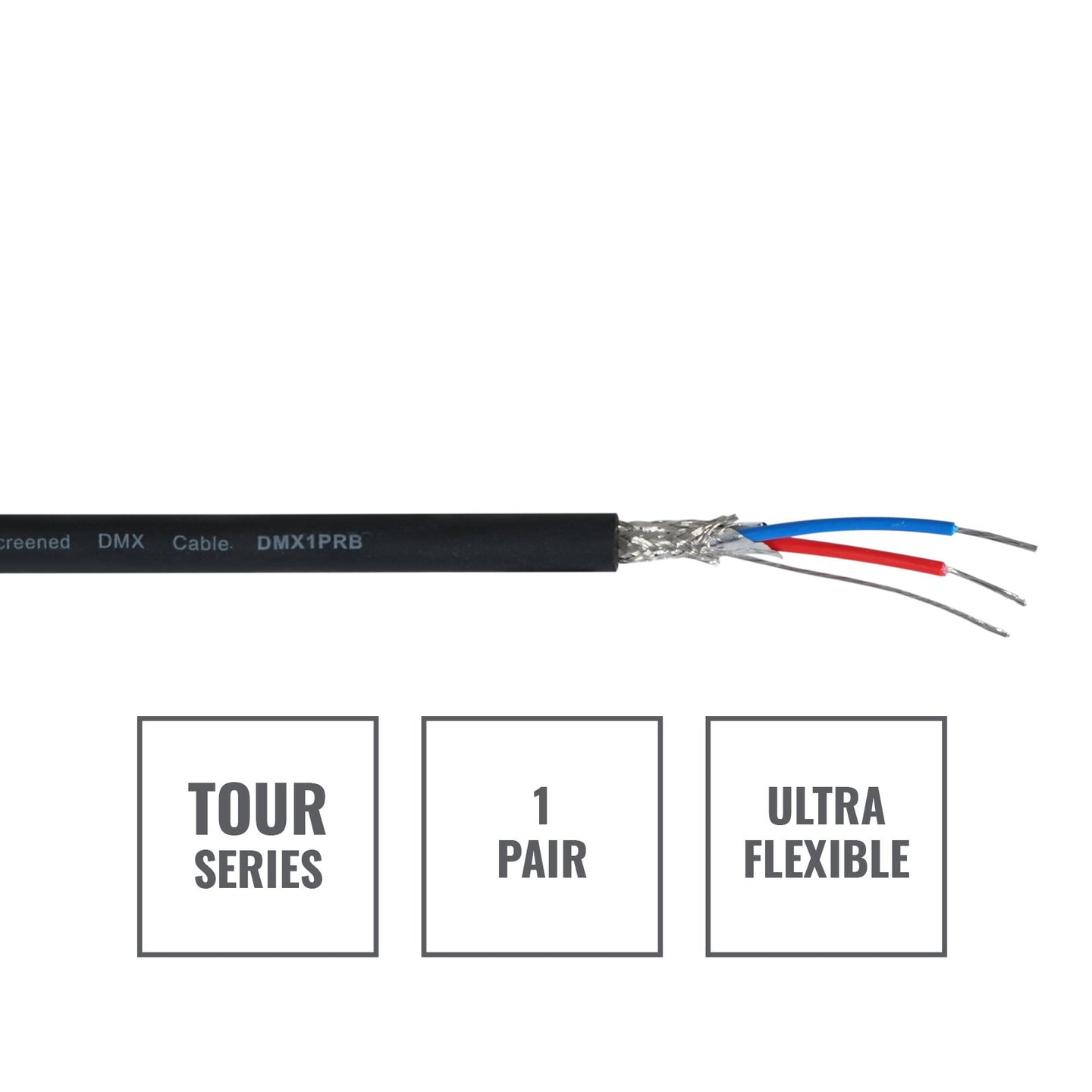 Elumen8 TOUR Screened 1 Pair DMX Cable DMX1PRB 500m Drum Black - Alternate View 1