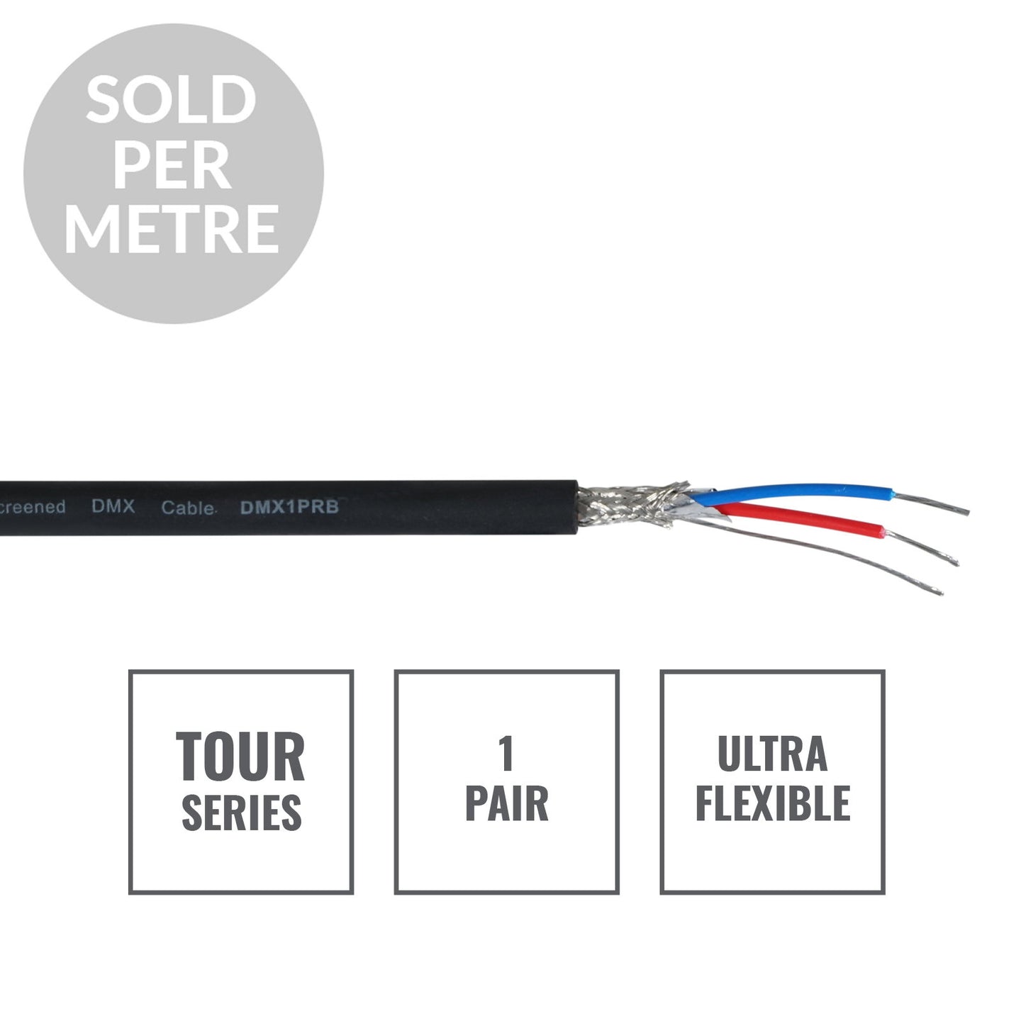 Elumen8 TOUR Screened 1 Pair DMX Cable DMX1PRB Cut Length Black - Back Panel and Connections