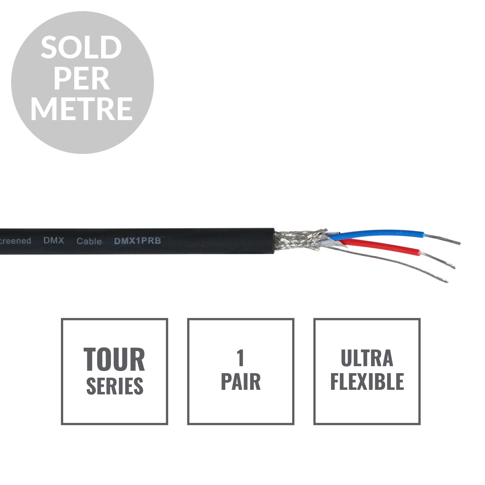 Elumen8 TOUR Screened 1 Pair DMX Cable DMX1PRB Cut Length Black - Back Panel and Connections
