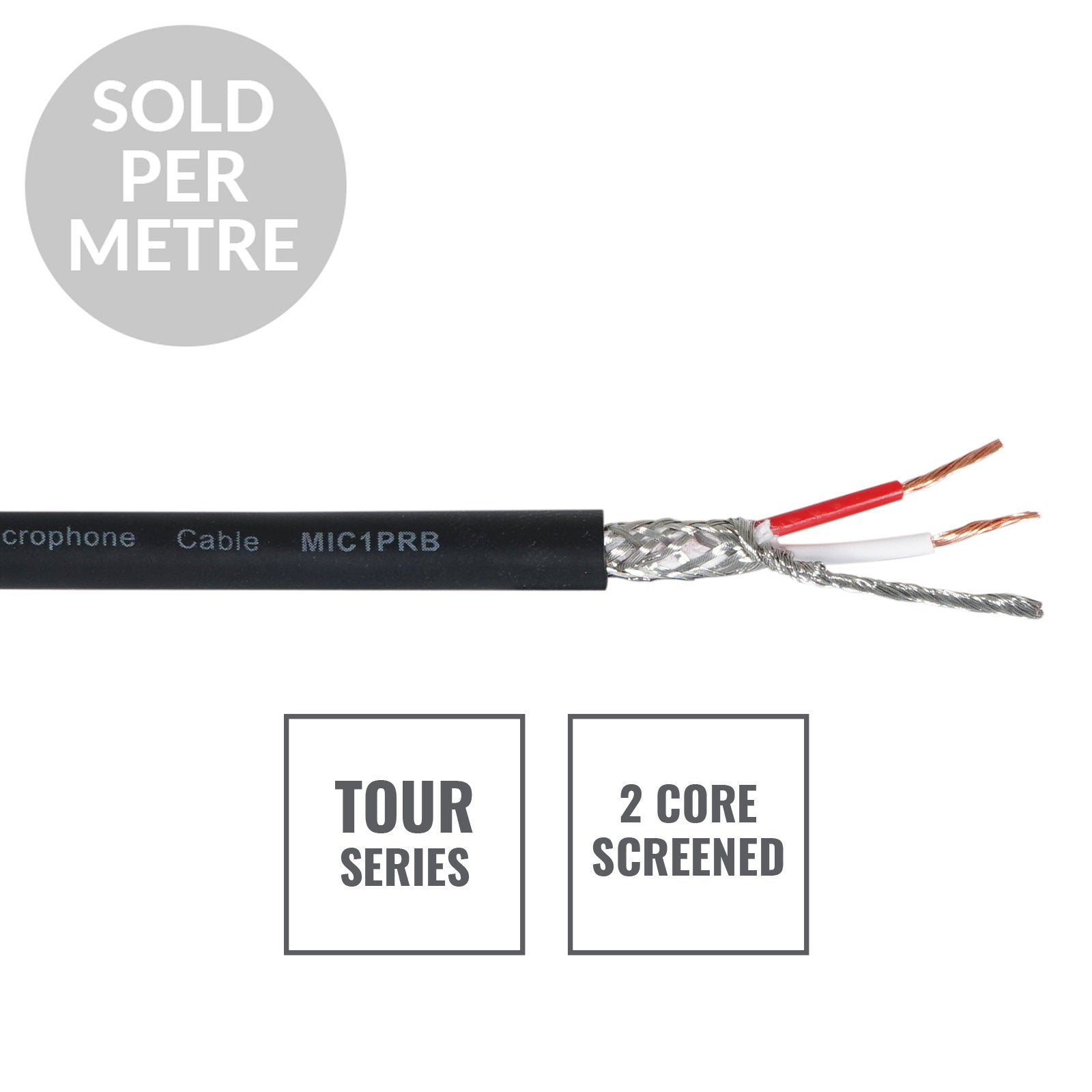Elumen8 TOUR Screened 2 Core Microphone Cable MIC1PRB Cut Length Black - Alternate View 1