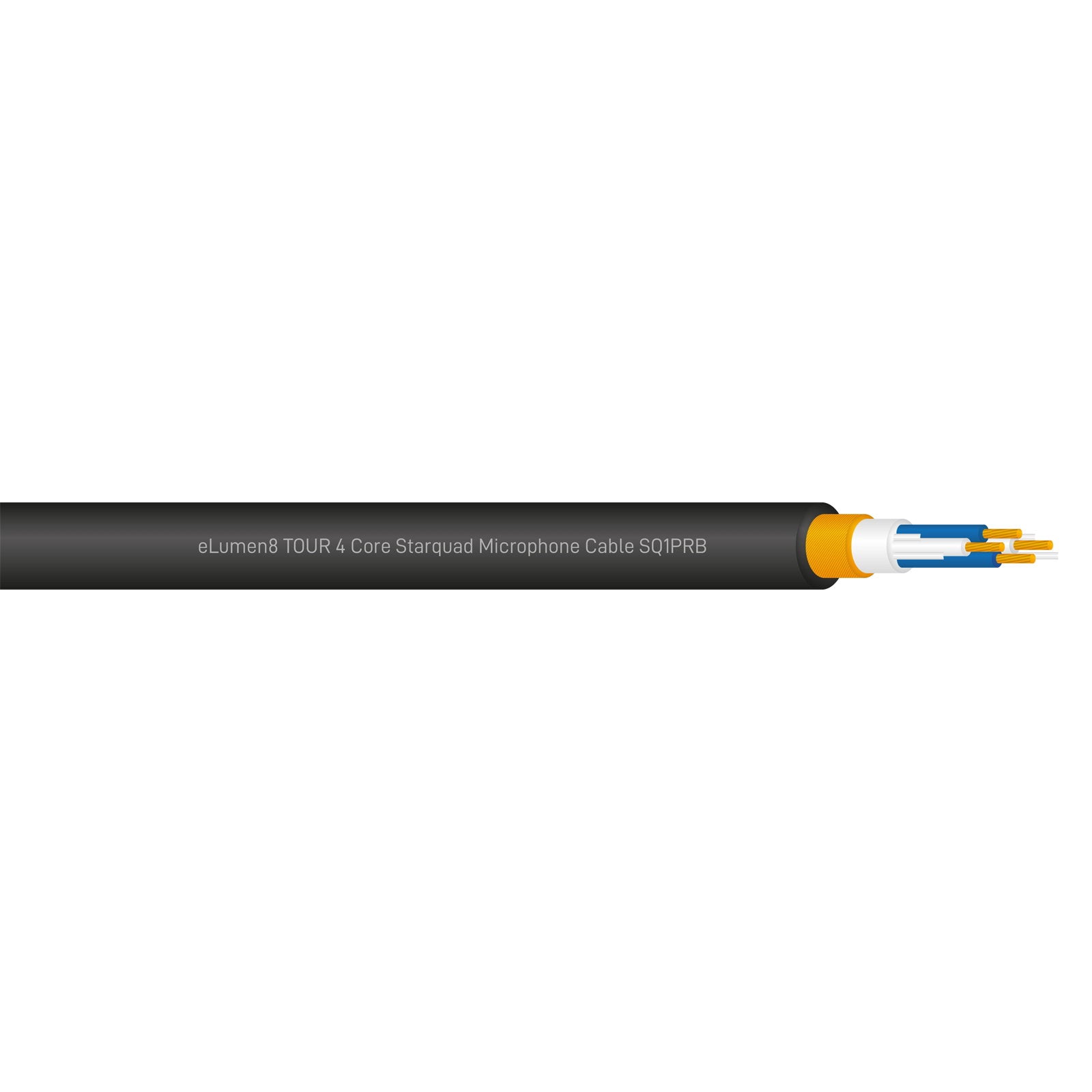 Elumen8 TOUR Starquad 4 Core Microphone Cable SQ1PRB Cut Length Black - Main View