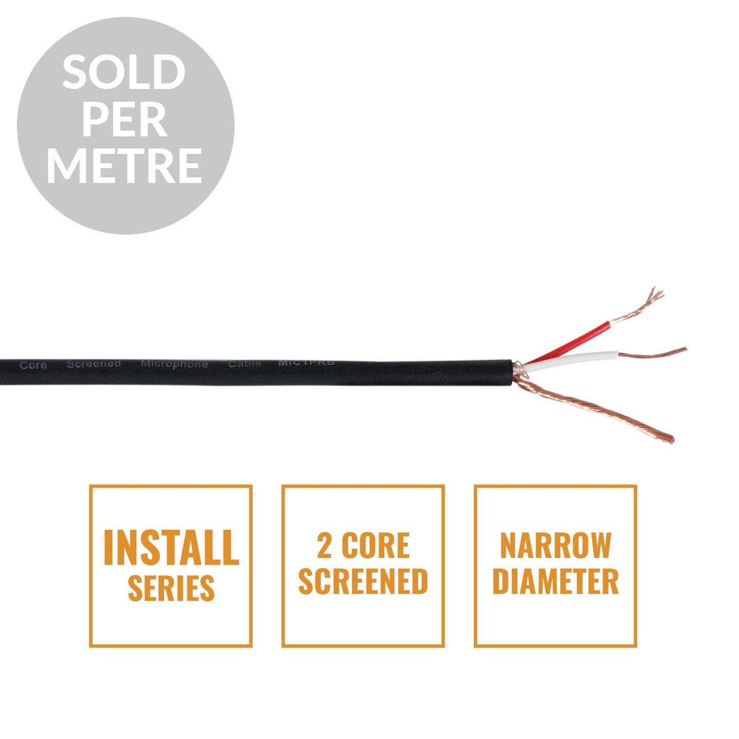 Elumen8 INSTALL Screened 2 Core Microphone Cable MIC1PRB Cut Length Black - Main View
