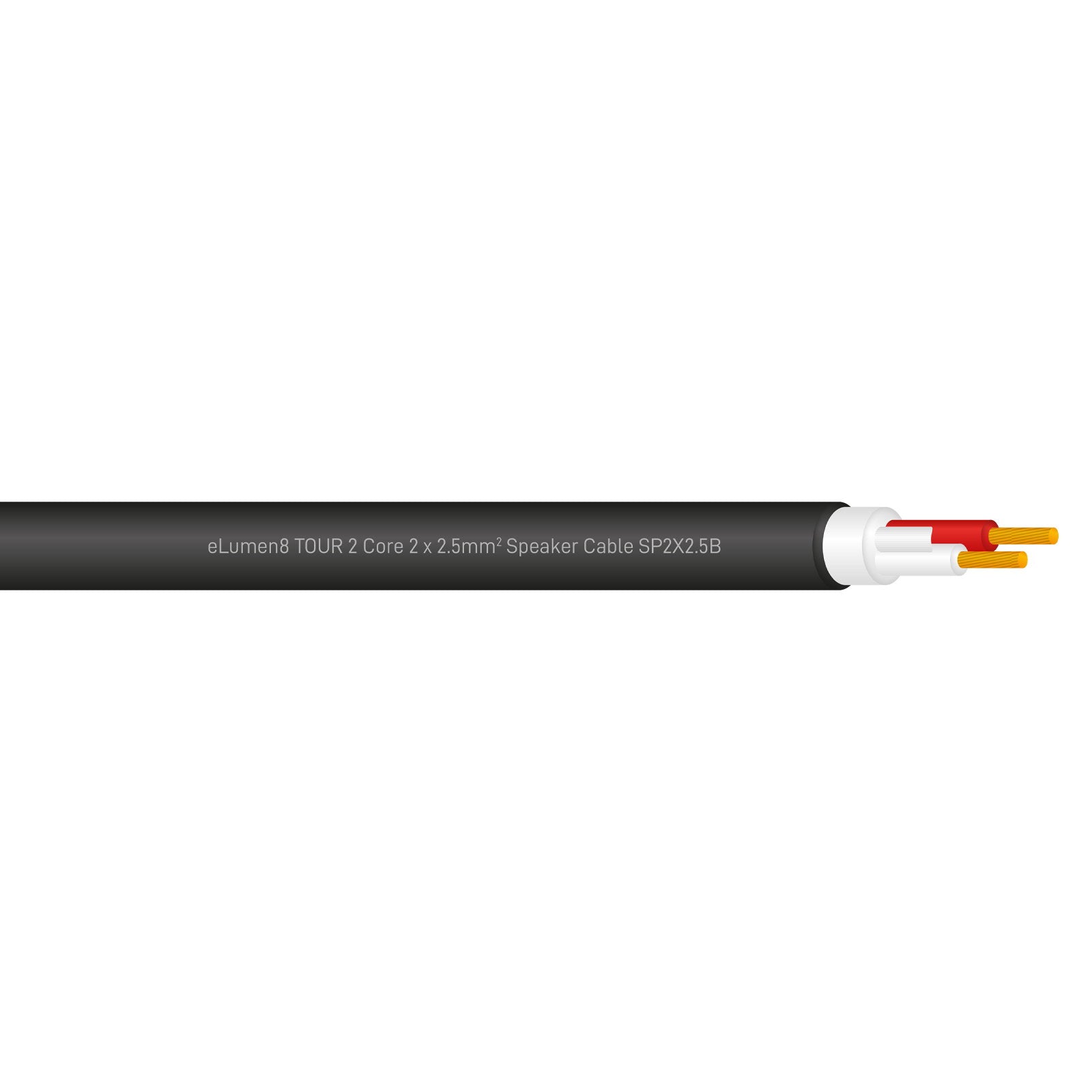 Elumen8 TOUR 2 Core 2 x 2.5mm2 Speaker Cable SP2X2.5B Cut Length Black - Main View
