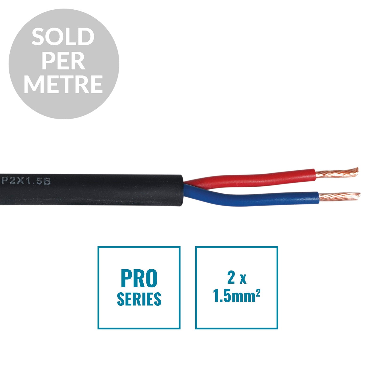 Elumen8 PRO 2 Core 2 x 1.5mm Speaker Cable SP2X1.5B Cut Length Black - Alternate View 1