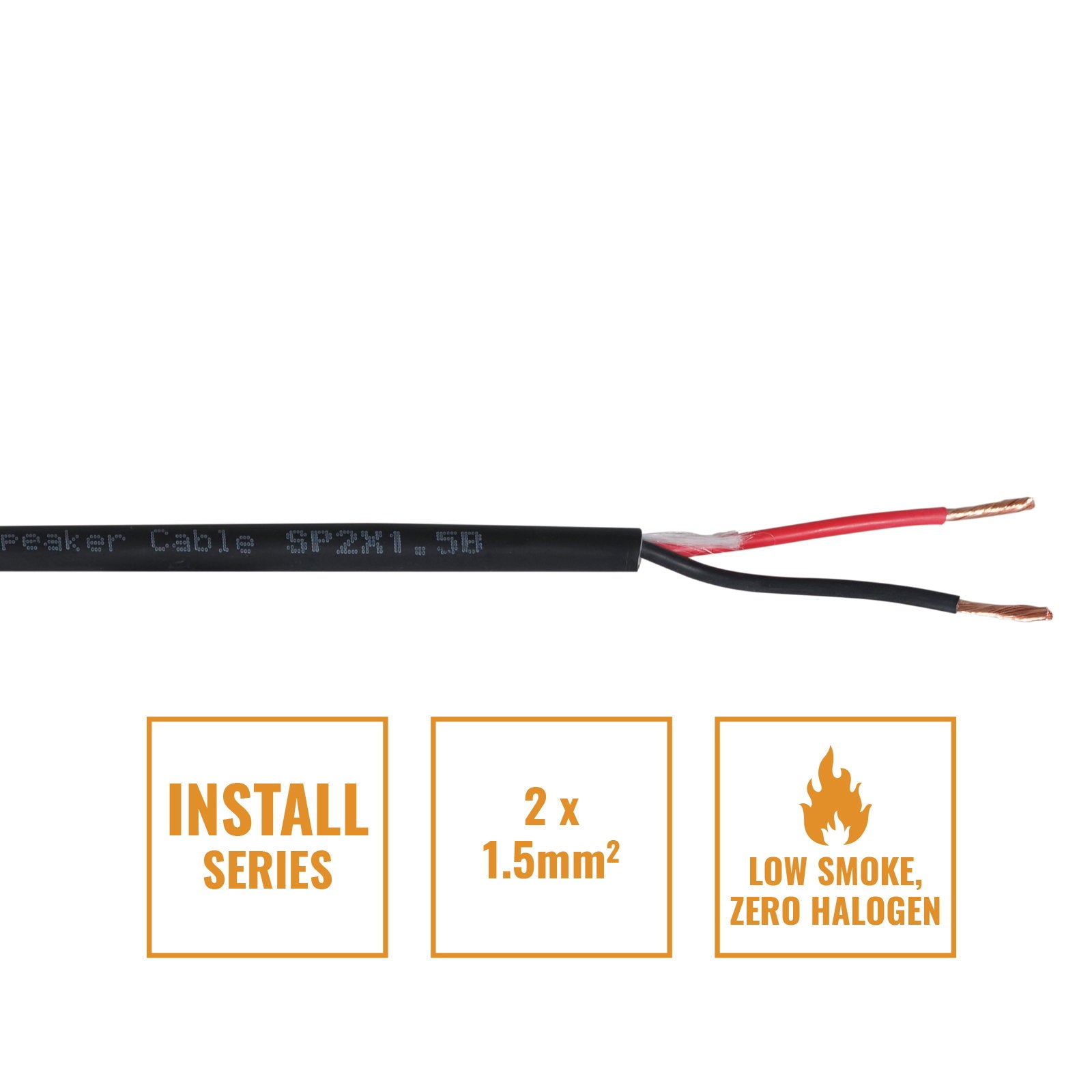 Elumen8 INSTALL LSZH 2 Core 2 x 1.5mm2 Speaker Cable SP2X1.5B 100m Drum Black - Alternate View 1