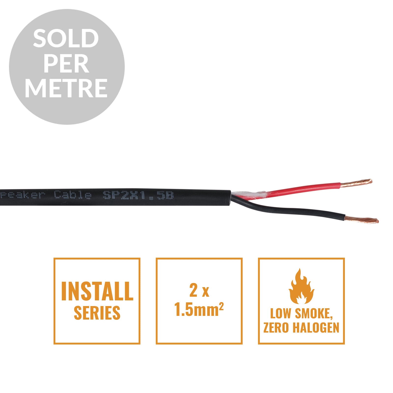 Elumen8 INSTALL LSZH 2 Core 2 x 1.5mm2 Speaker Cable SP2X1.5B Cut Length Black - Back Panel and Connections