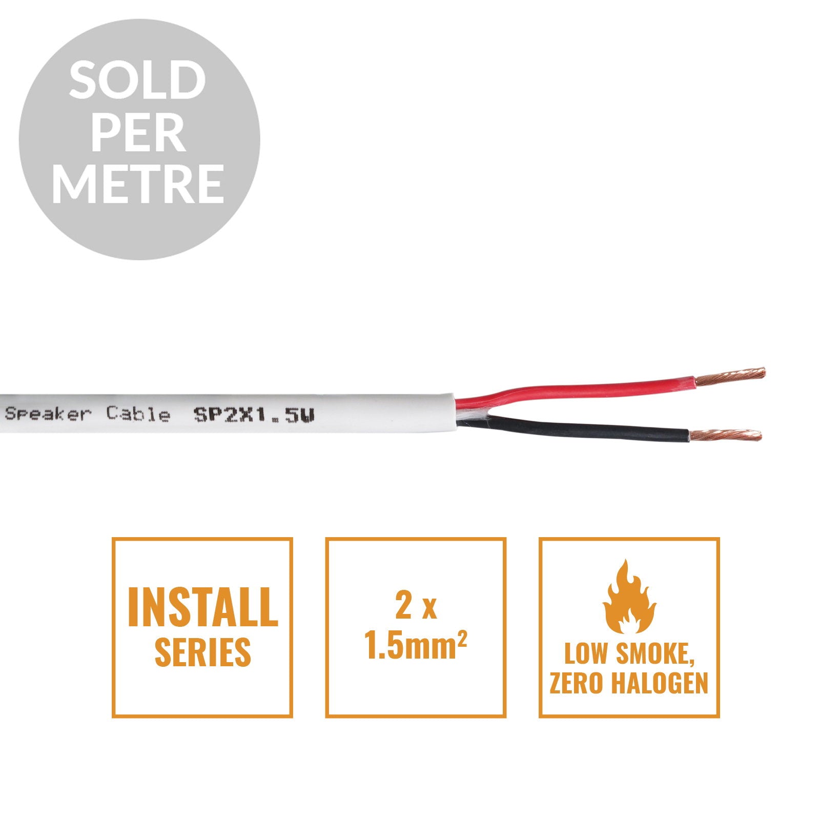 Elumen8 INSTALL LSZH 2 Core 2 x 1.5mm2 Speaker Cable SP2X1.5W Cut Length White - Alternate View 1