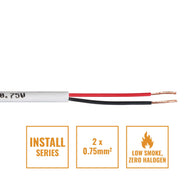 Elumen8 INSTALL LSZH 2 Core 2 x 0.75mm2 Speaker Cable SP2X0.75W 100m Drum White - Back Panel and Connections