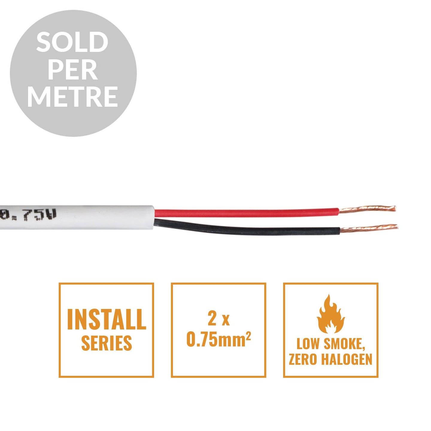 Elumen8 INSTALL LSZH 2 Core 2 x 0.75mm2 Speaker Cable SP2X0.75W Cut Length White - Back Panel and Connections