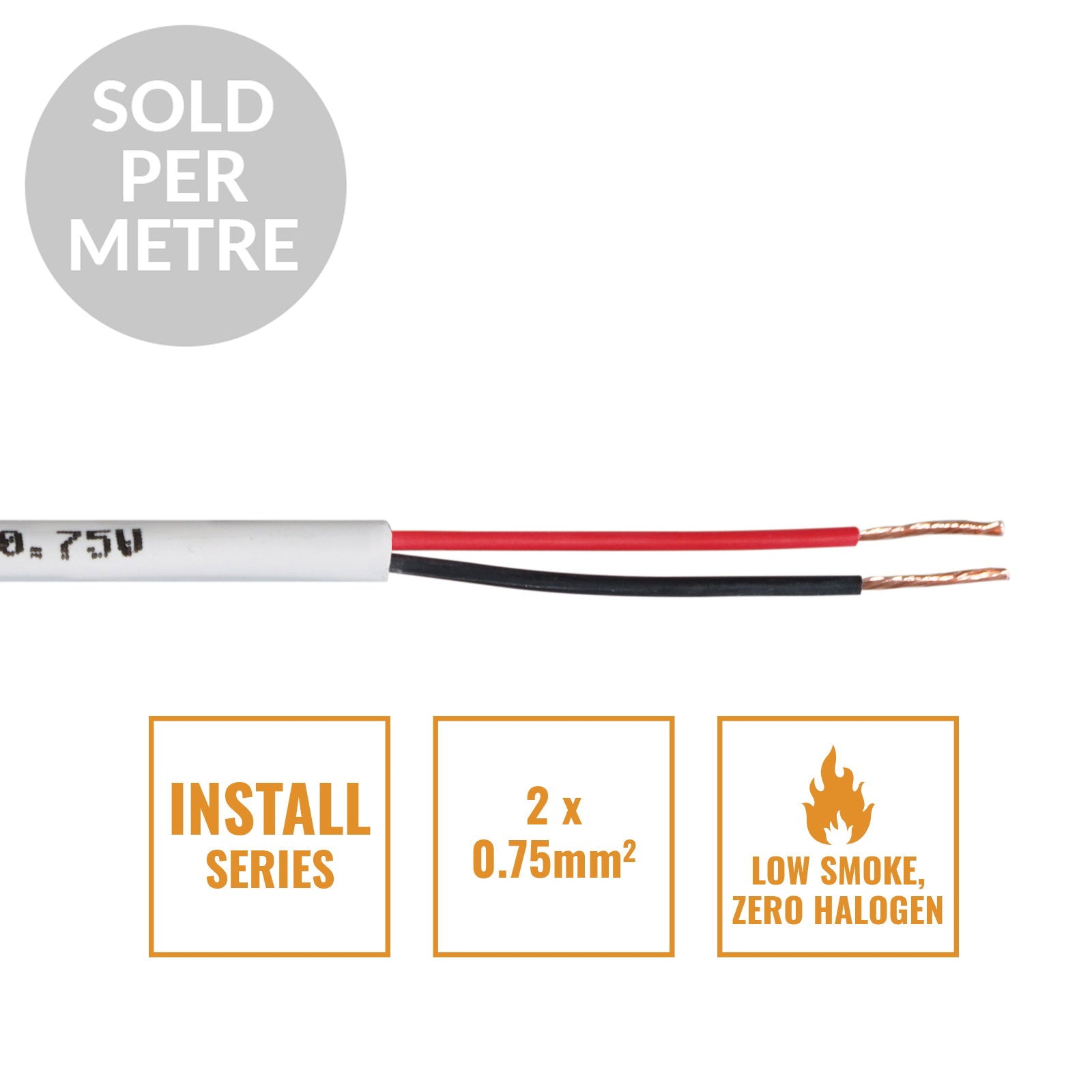 Elumen8 INSTALL LSZH 2 Core 2 x 0.75mm2 Speaker Cable SP2X0.75W Cut Length White - Back Panel and Connections