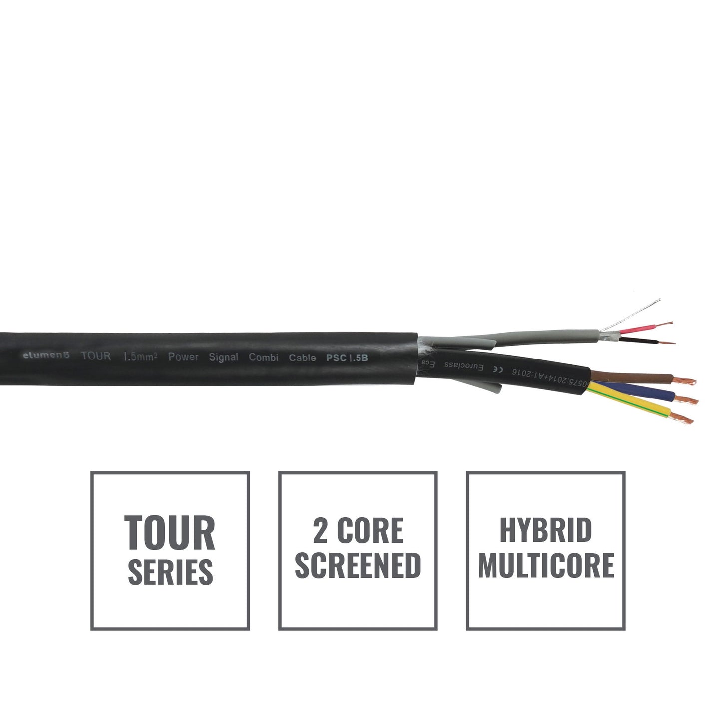 Elumen8 TOUR 1.5mm2 Power Signal Combi Cable PSC1.5B 100m Reel - Back Panel and Connections