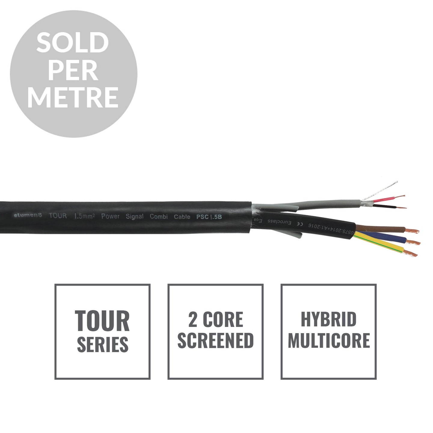 Elumen8 TOUR 1.5mm2 Power Signal Combi Cable PSC1.5B Cut Length - Back Panel and Connections