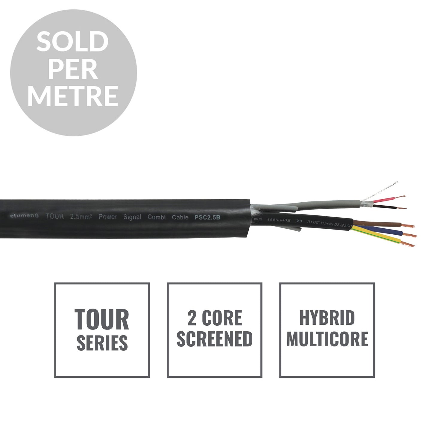 Elumen8 TOUR 2.5mm2 Power Signal Combi Cable PSC2.5B Cut Length - Back Panel and Connections