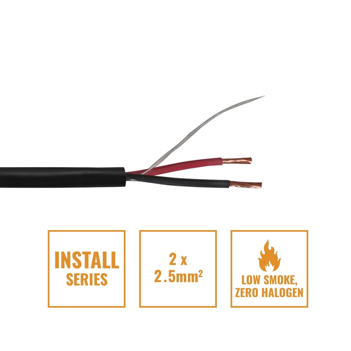Elumen8 INSTALL LSZH 2 Core 2 x 2.5mm2 Speaker Cable SP2X2.5B 100m Drum Black - Main View