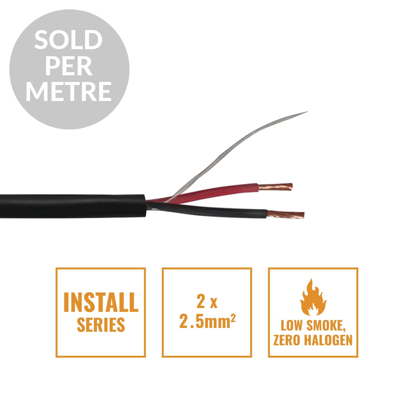 Elumen8 INSTALL LSZH 2 Core 2 x 2.5mm2 Speaker Cable SP2X2.5B Cut Length - Main View