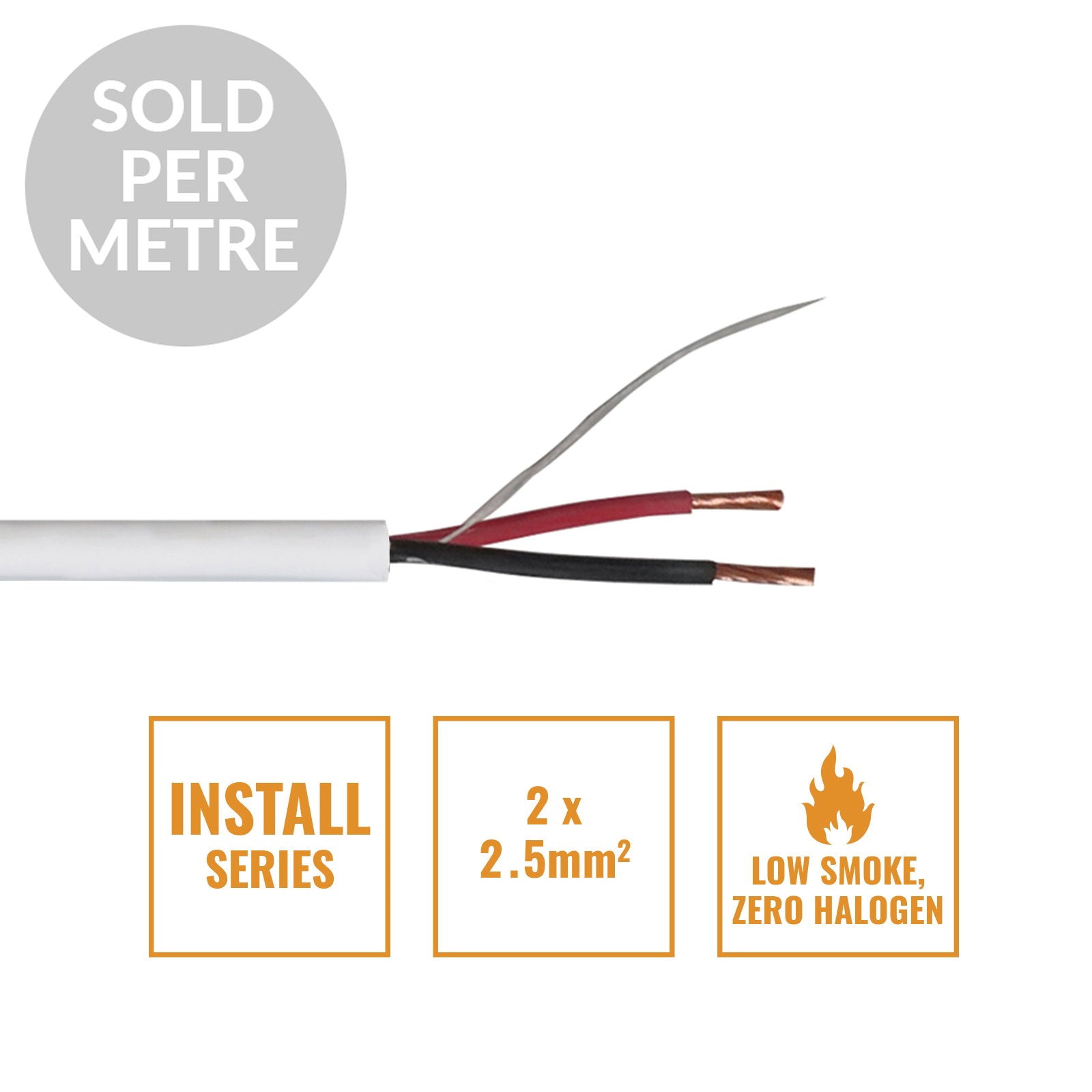 Elumen8 INSTALL LSZH 2 Core 2 x 2.5mm2 Speaker Cable SP2X2.5W Cut Length - Main View