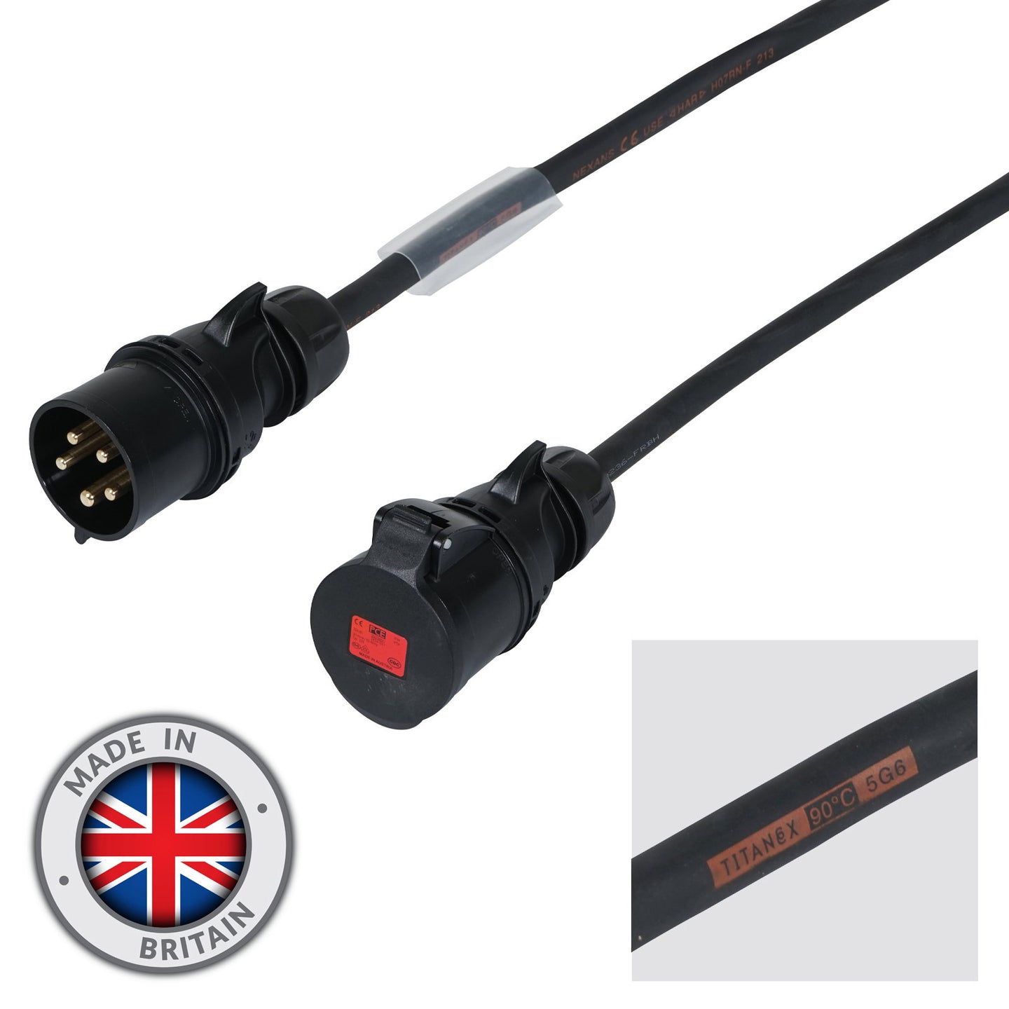 Elumen8 40m 32A Male - 32A Female 3PH 6mm 5C Cable - Alternate View 1