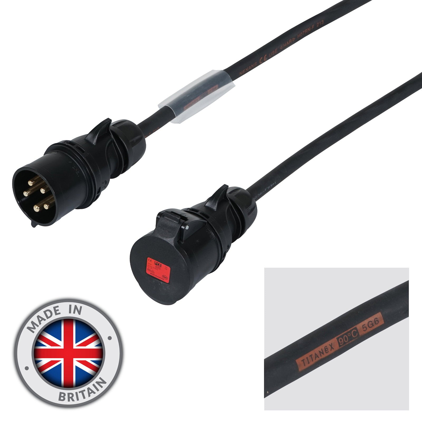Elumen8 50m 32A Male - 32A Female 3PH 6mm 5C Cable - Alternate View 1