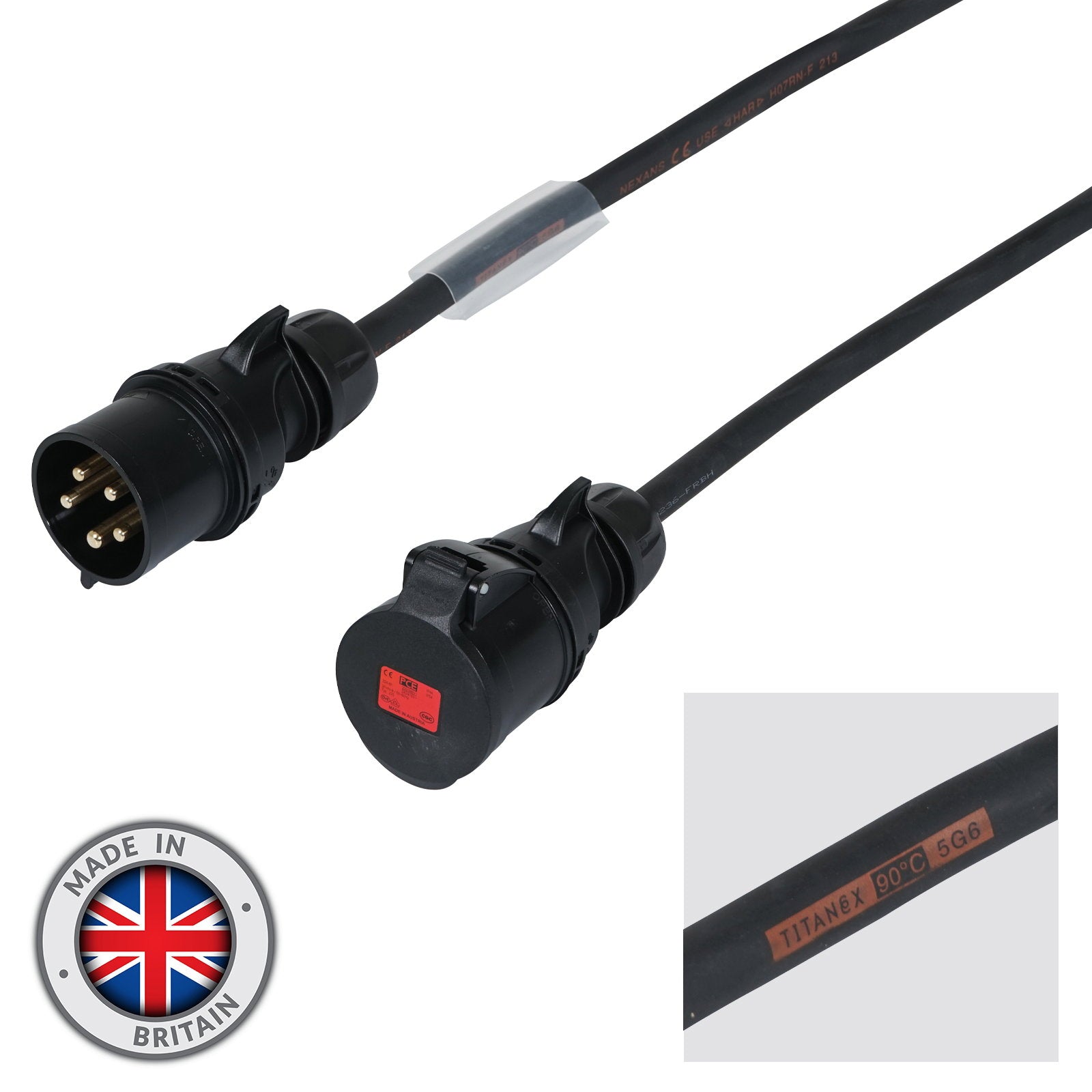 Elumen8 75m 32A Male - 32A Female 3PH 6mm 5C Cable - Alternate View 1