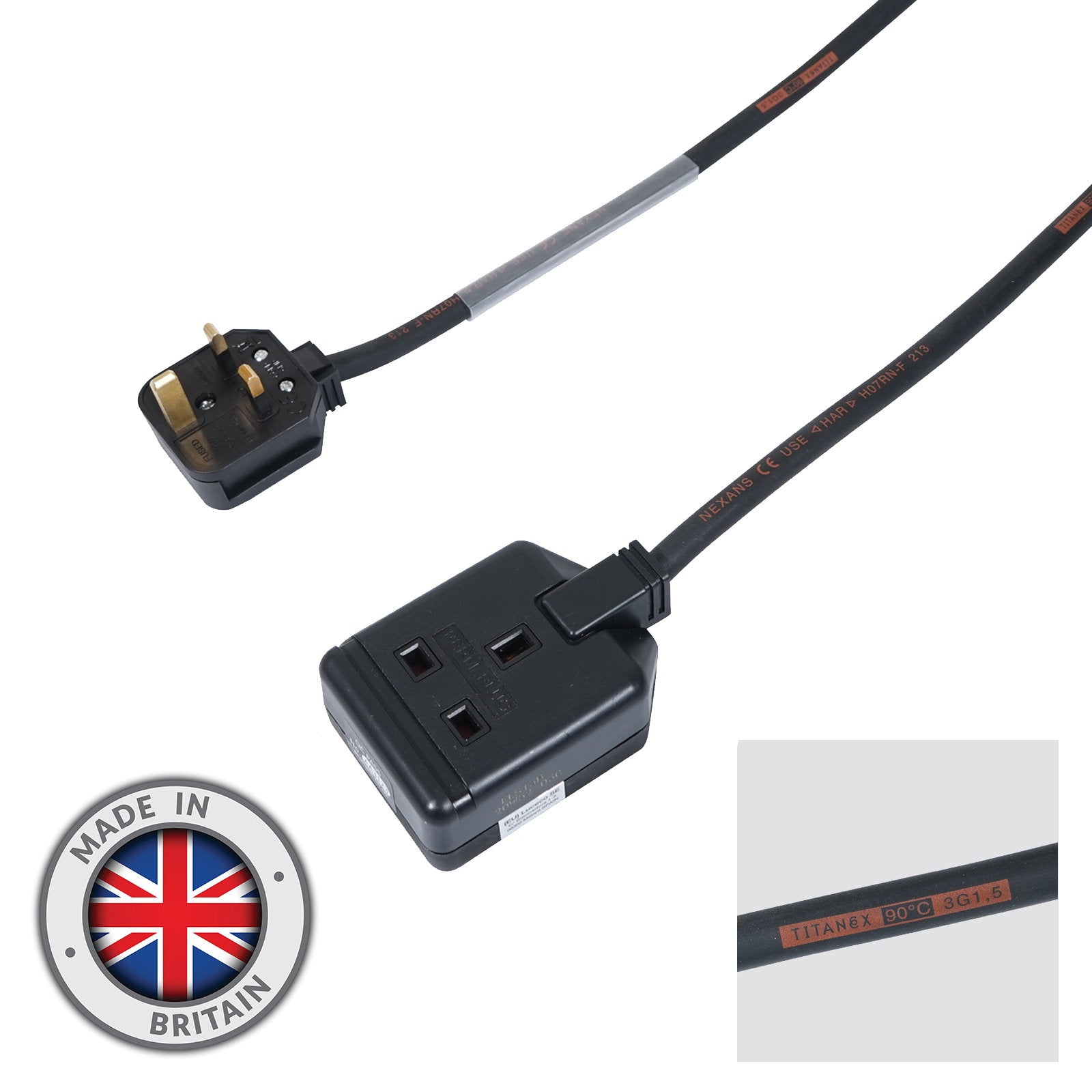 Elumen8 5m 1.5mm 13A Male – 13A 1G Female Extension Cable - Alternate View 1