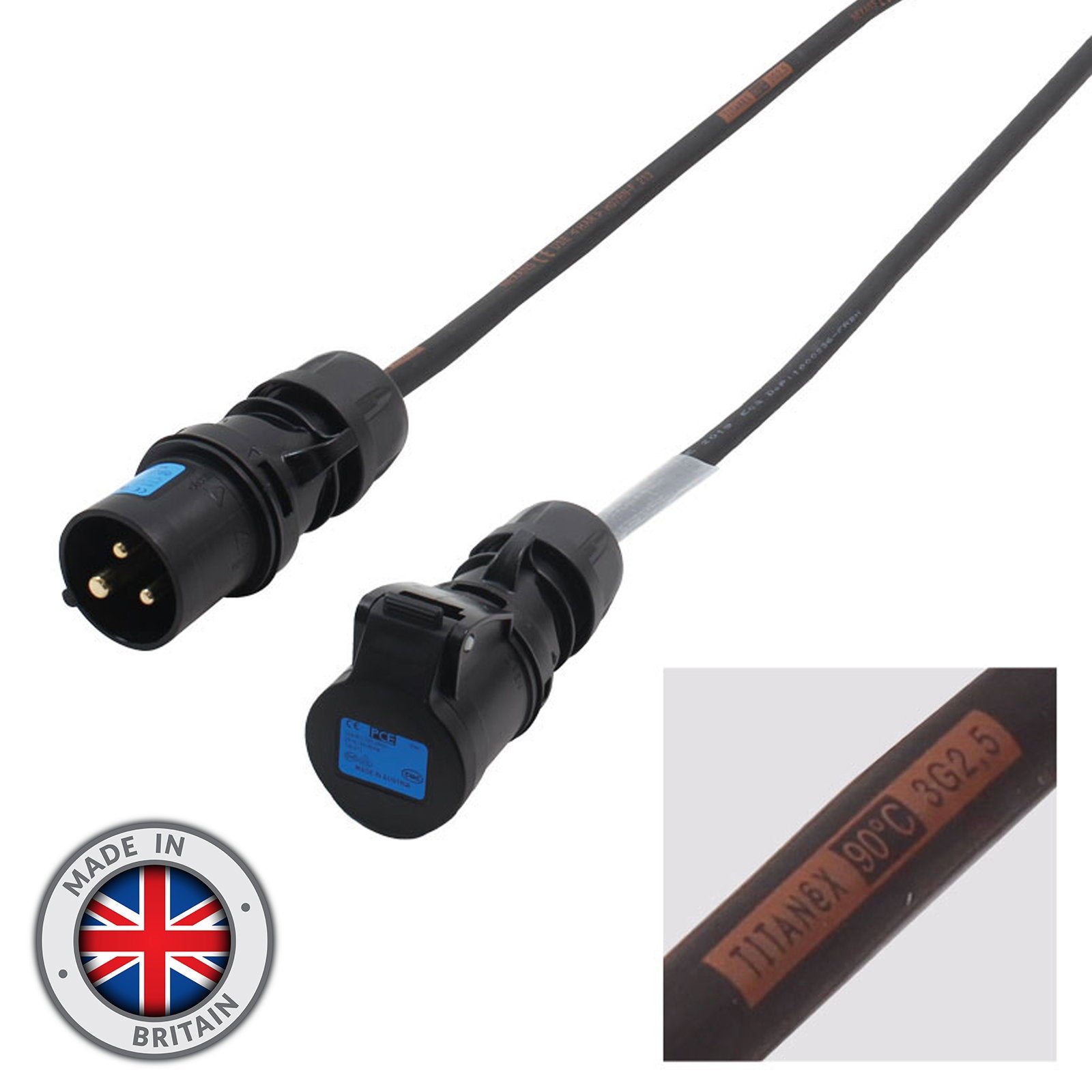 Elumen8 3m 2.5mm 16A Male – 16A Female Cable - Main View